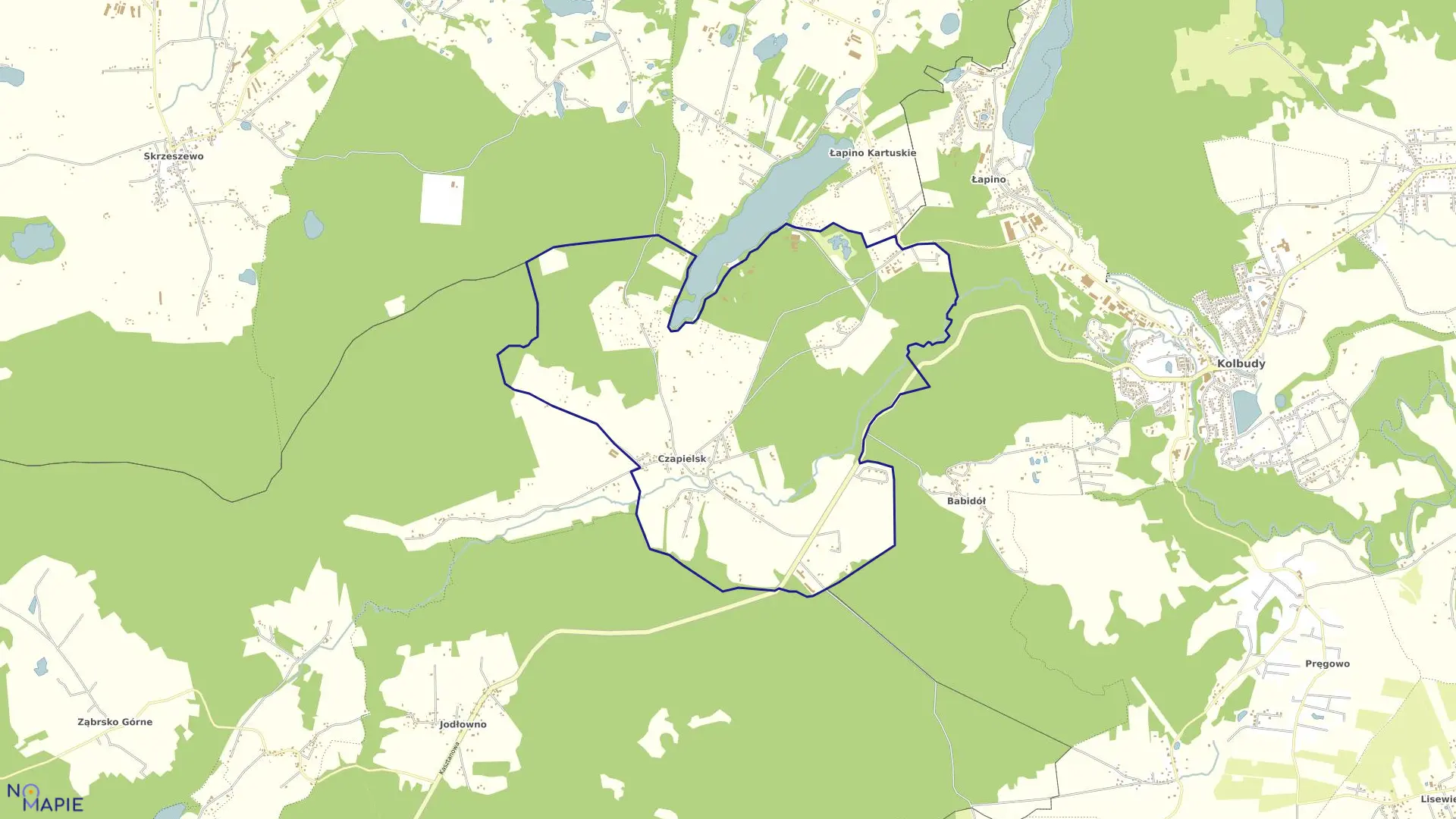 Mapa obrębu Czapielsk w gminie Kolbudy
