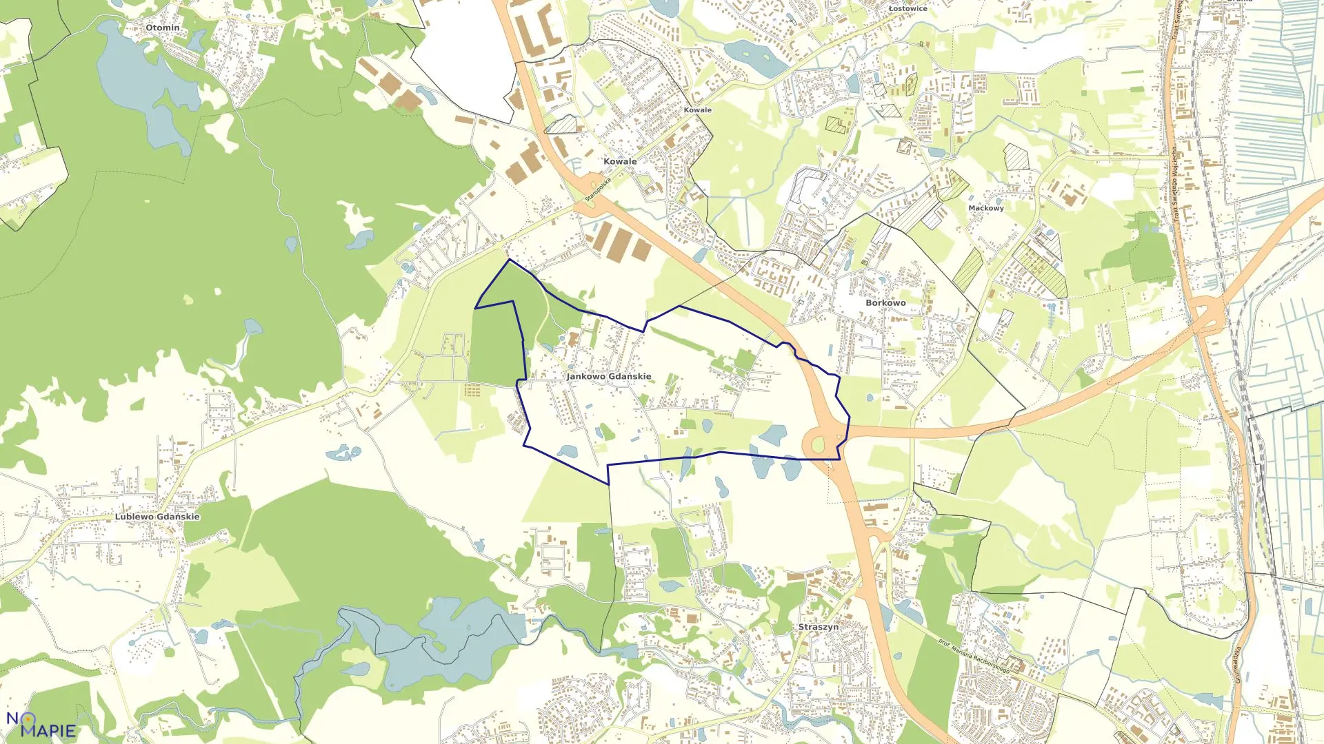 Mapa obrębu Jankowo Gdańskie w gminie Kolbudy