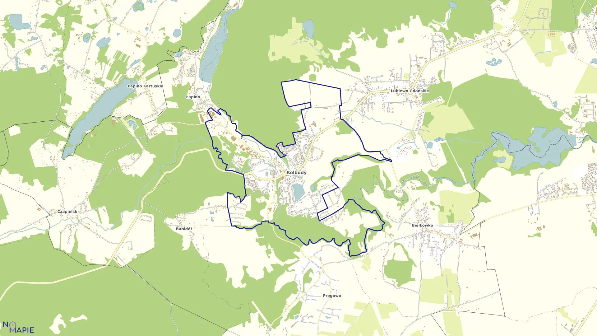 Mapa obrębu Kolbudy w gminie Kolbudy